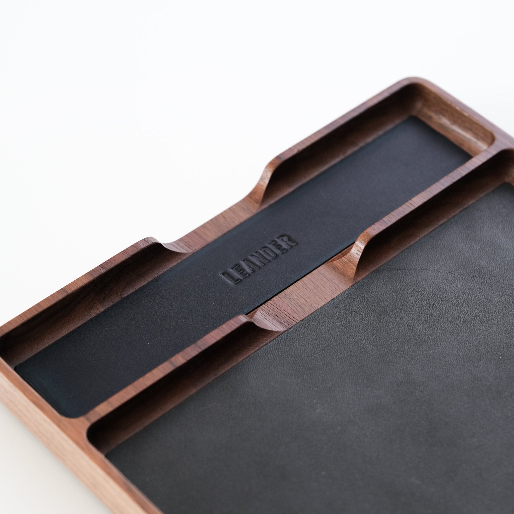 Walnut and Leather Valet Tray