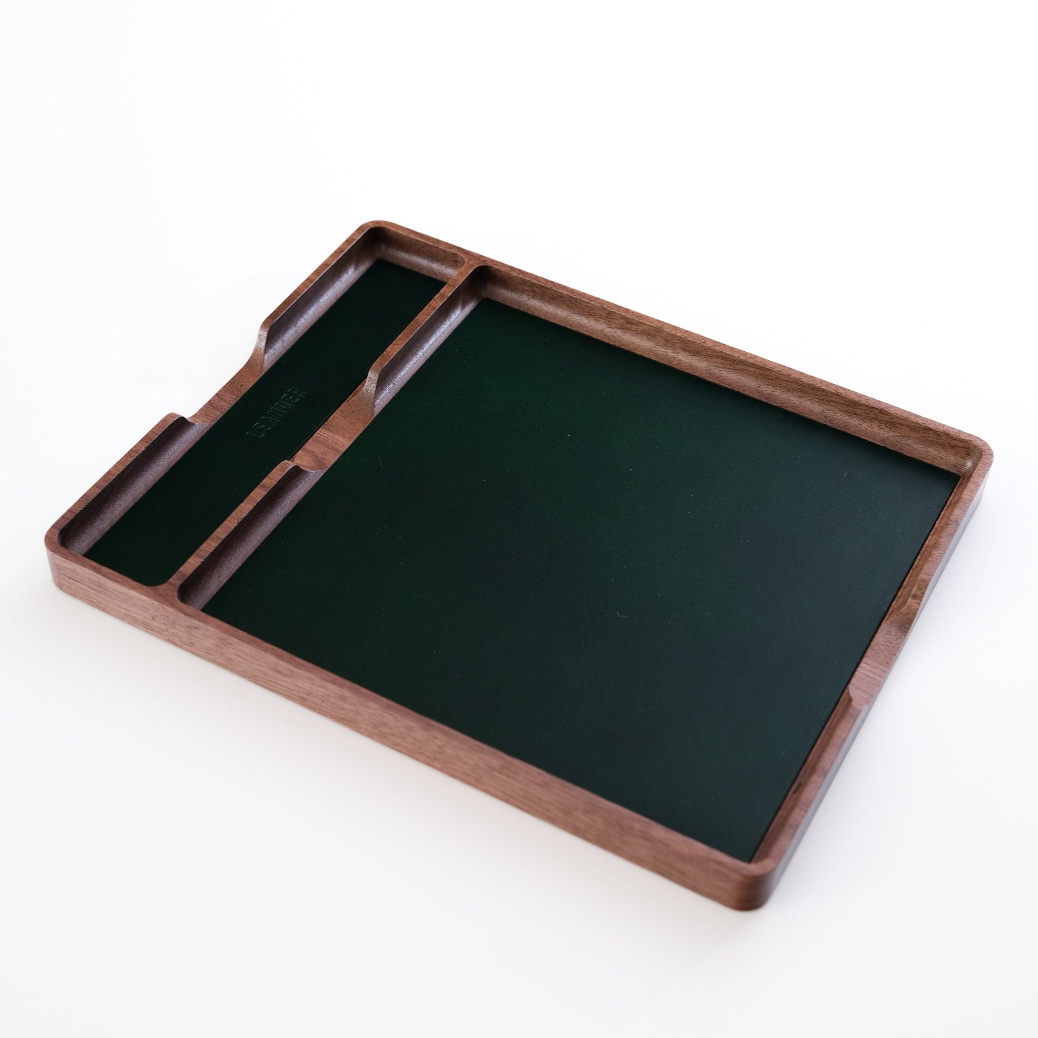 Walnut and Leather Valet Tray - Leander